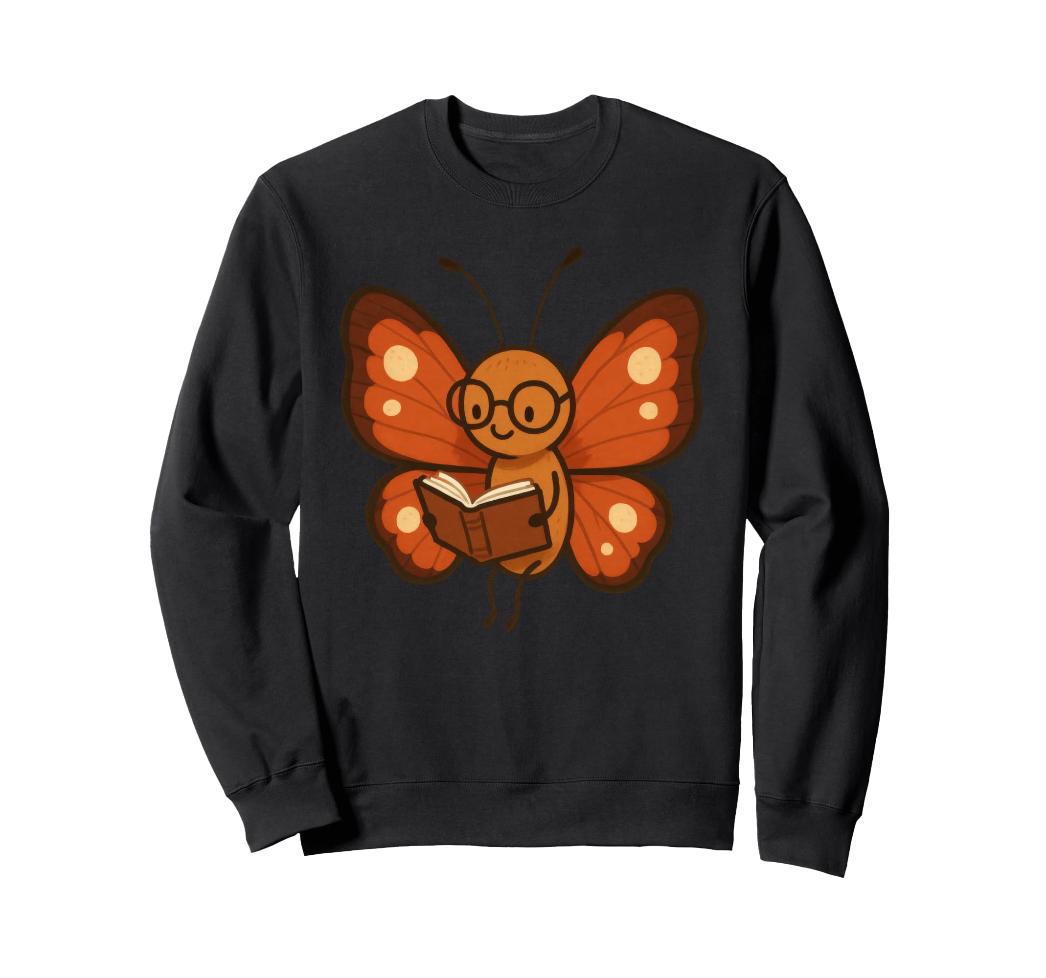 Cuter Butterfly Reading Book Nerd Sweatshirt - Graphic Print Men Women - T-Shirt, Sweatshirt, Hoodie