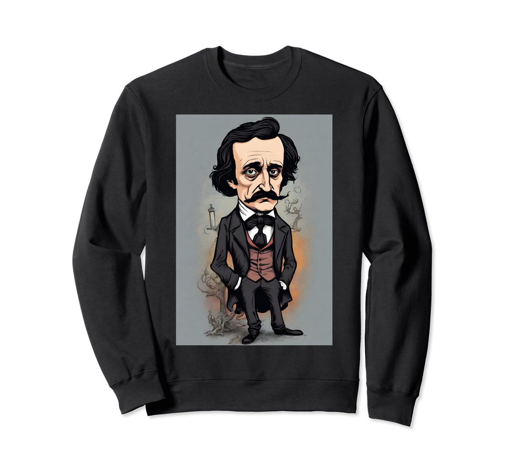 Edgar Allan Poe Caricature Portrait Sweatshirt - Minimalist Print Men Women - T-Shirt, Sweatshirt, Hoodie