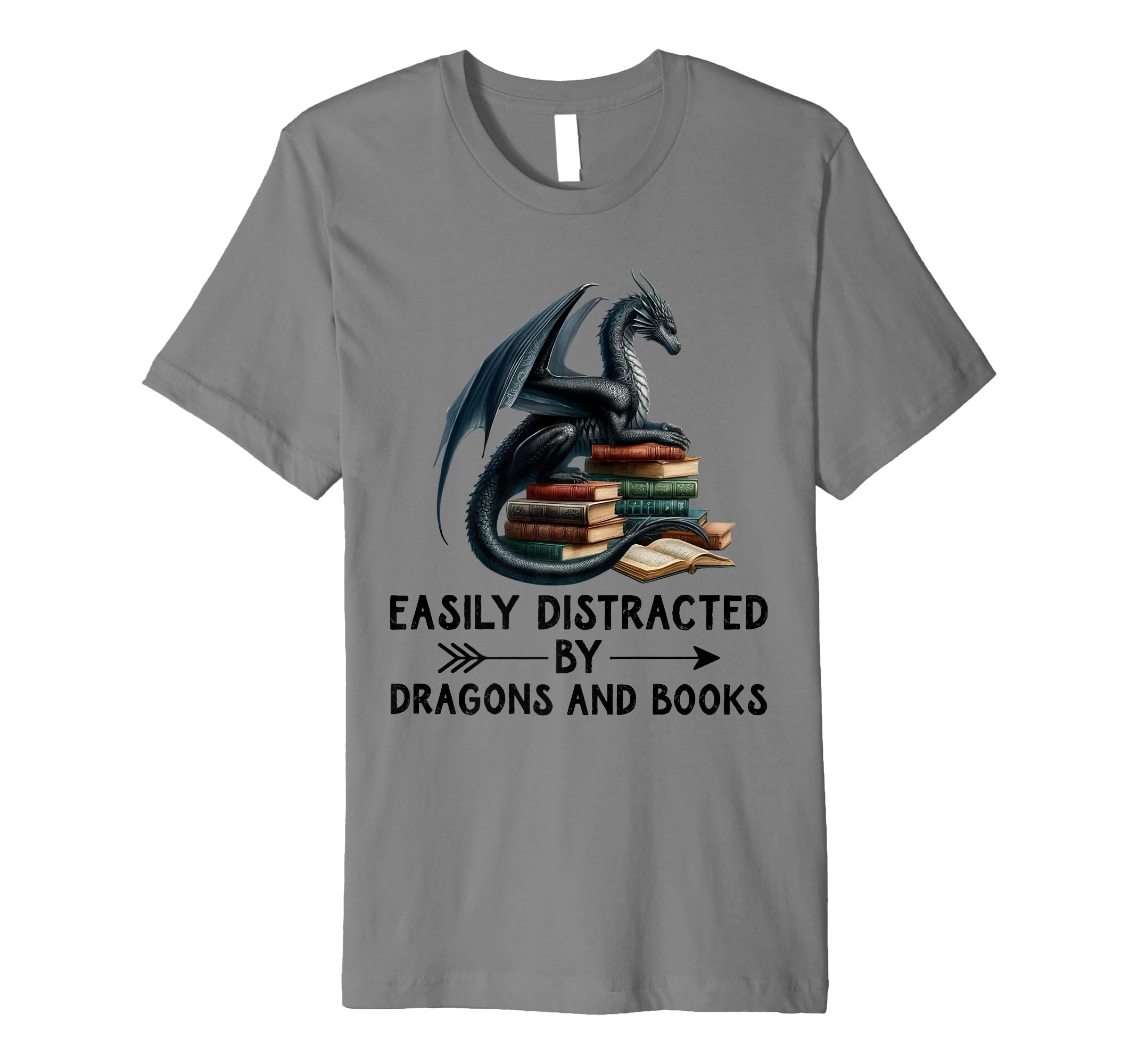 Easily Distracted Dragons And Books T-Shirt - Custom Art Print Men Women - T-Shirt, Sweatshirt, Hoodie
