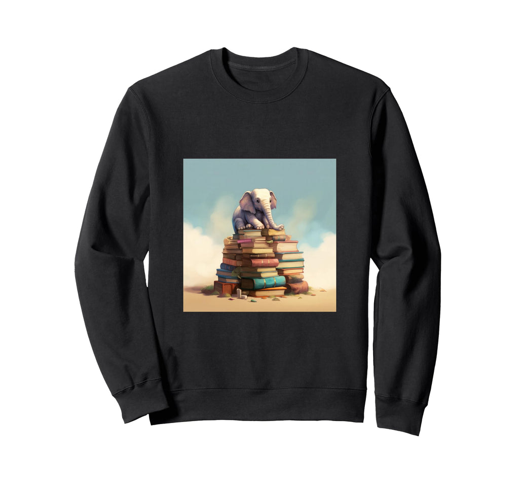 Book Nerd Elephant Reading Book Sweatshirt - Fun Novelty Design Unisex - T-Shirt, Sweatshirt, Hoodie
