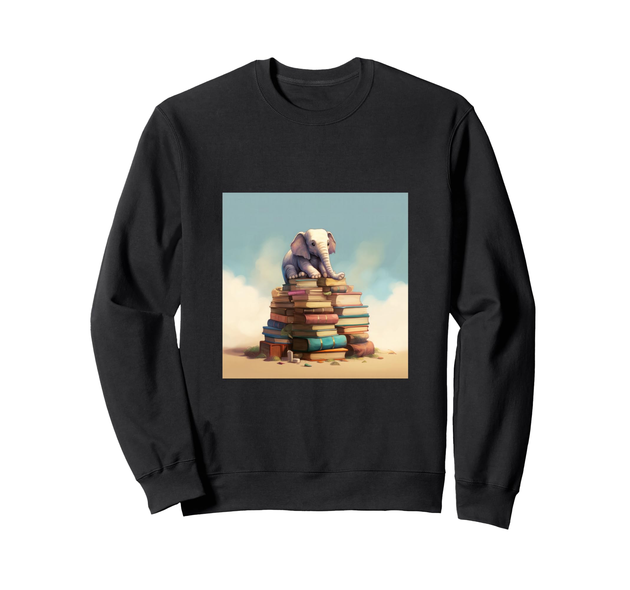 Book Nerd Elephant Reading Book Sweatshirt - Fun Novelty Design Unisex - T-Shirt, Sweatshirt, Hoodie