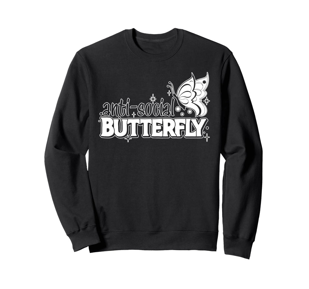 Antisocial Butterfly Introvert Sweatshirt - Minimalist Print for Adults - T-Shirt, Sweatshirt, Hoodie