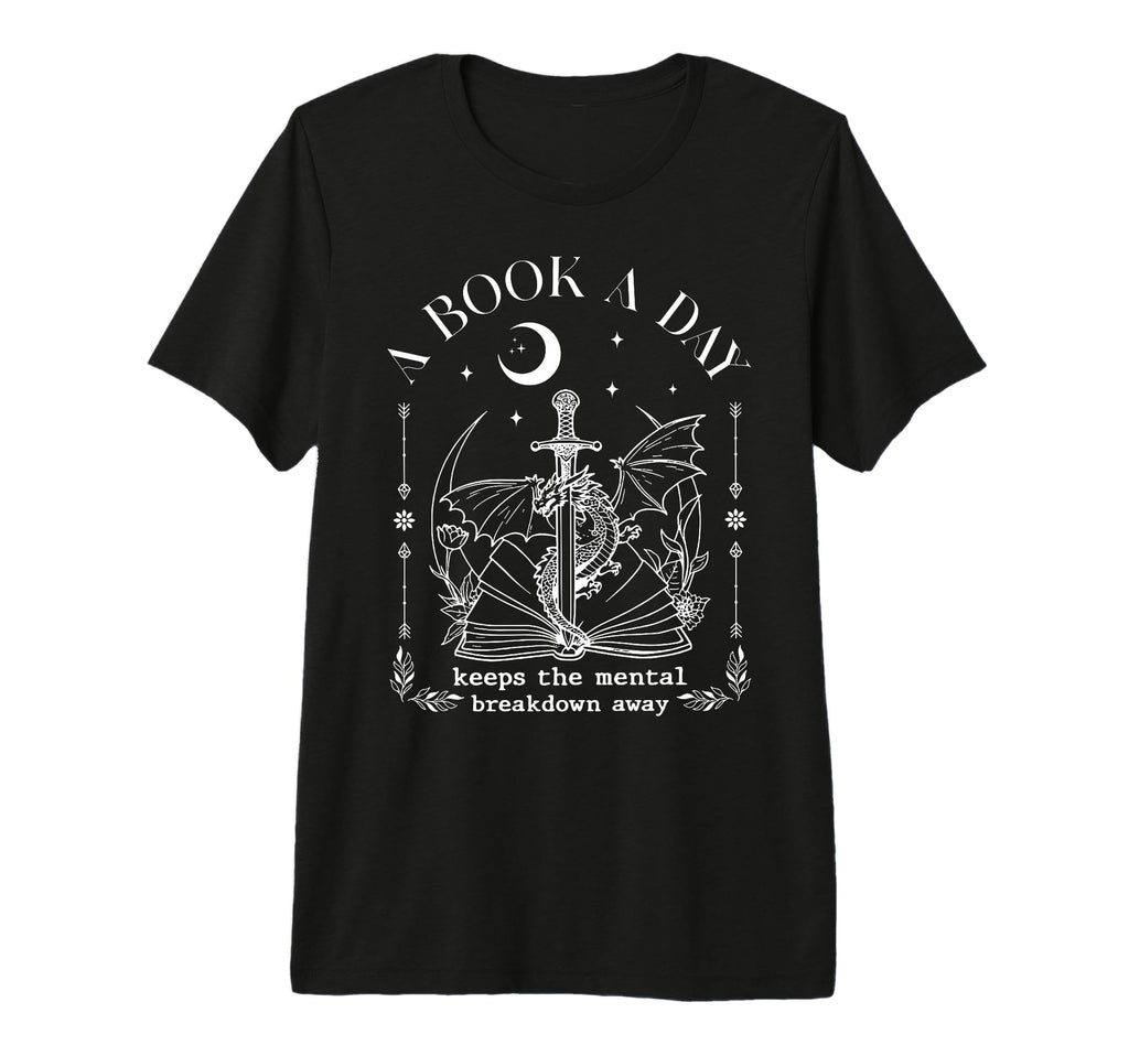 Dragon Book Day Keeps Mental Breakdown T-Shirt - Minimalist Print Unisex - T-Shirt, Sweatshirt, Hoodie