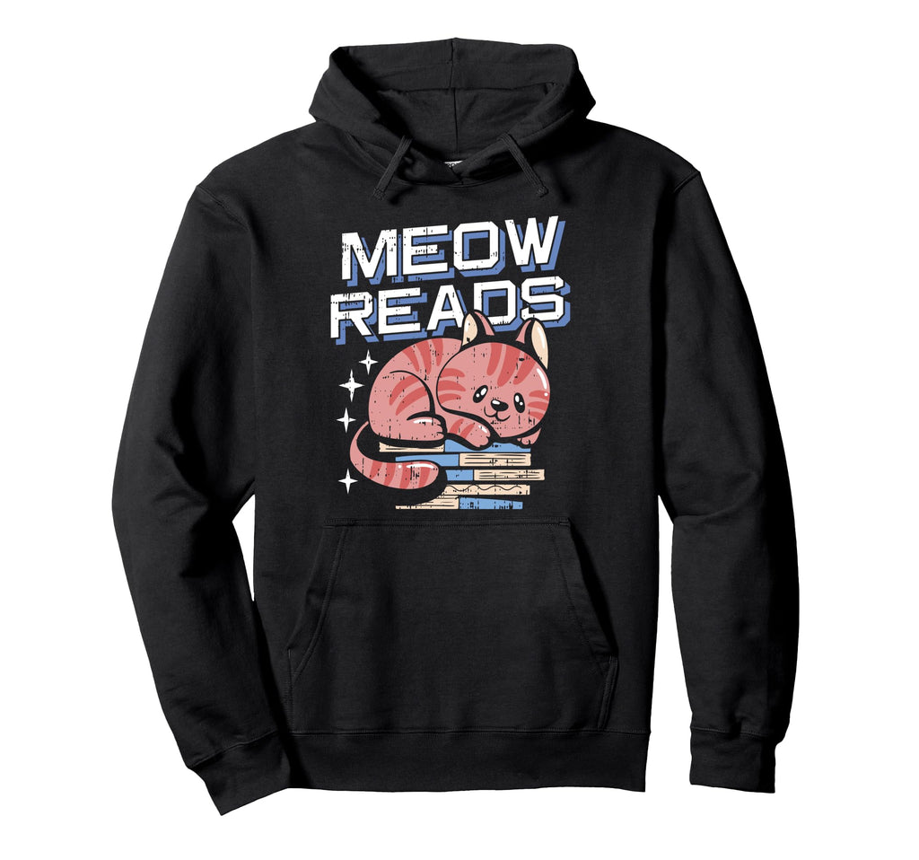 Meow Reads Reading Book Lover Hoodie - Aesthetic Graphic Men Women - T-Shirt, Sweatshirt, Hoodie