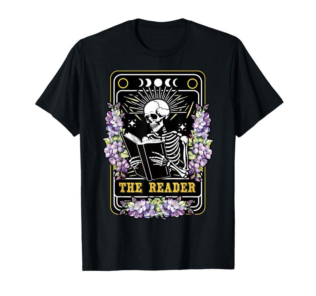 Reader Tarot Card Skeleton Funny Book T-Shirt - Graphic Print Men Women - T-Shirt, Sweatshirt, Hoodie