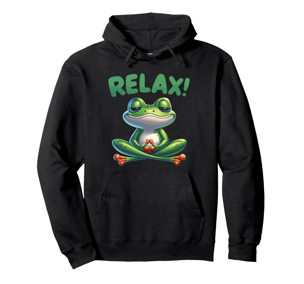 Frog Relax Meditating Funny Yoga Zen Hoodie - Graphic Print for Adults - T-Shirt, Sweatshirt, Hoodie