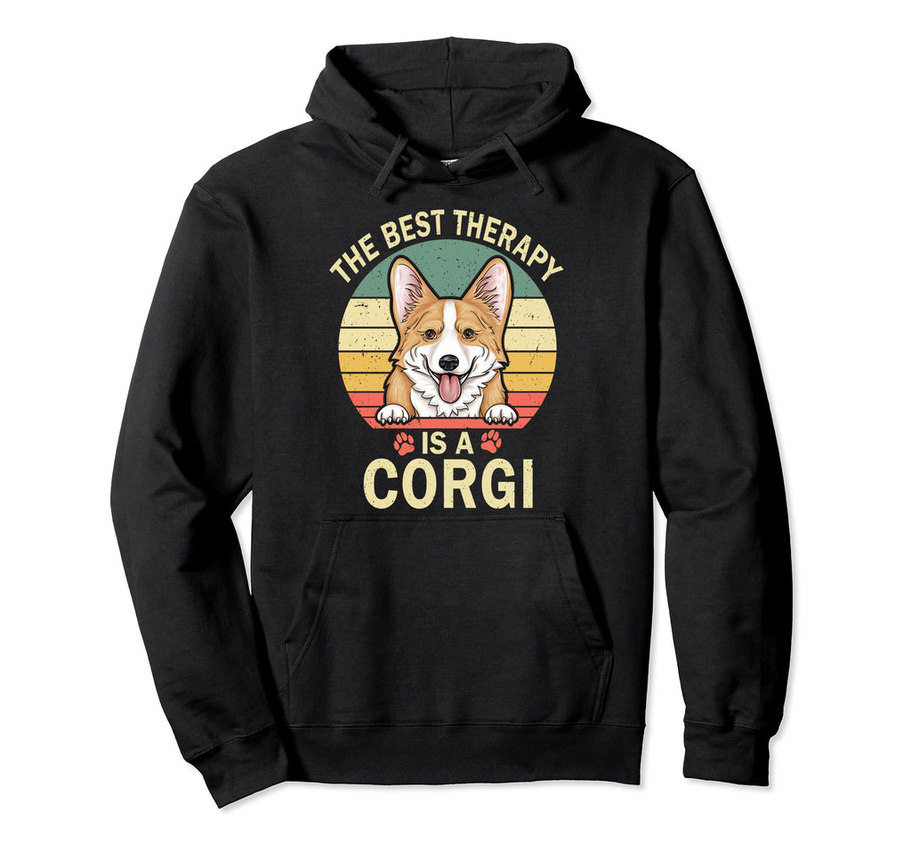 Best Therapy Is Corgi Dad Mom Dog Paw Hoodie - Graphic Print Men Women - T-Shirt, Sweatshirt, Hoodie