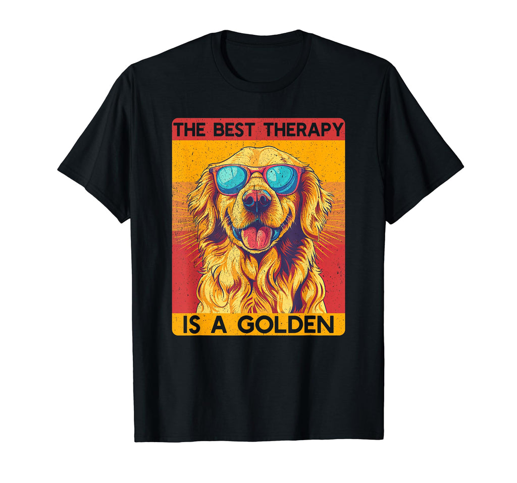 Best Therapy Is Golden Retriever Dog T-Shirt - Aesthetic Graphic for Adults - T-Shirt, Sweatshirt, Hoodie