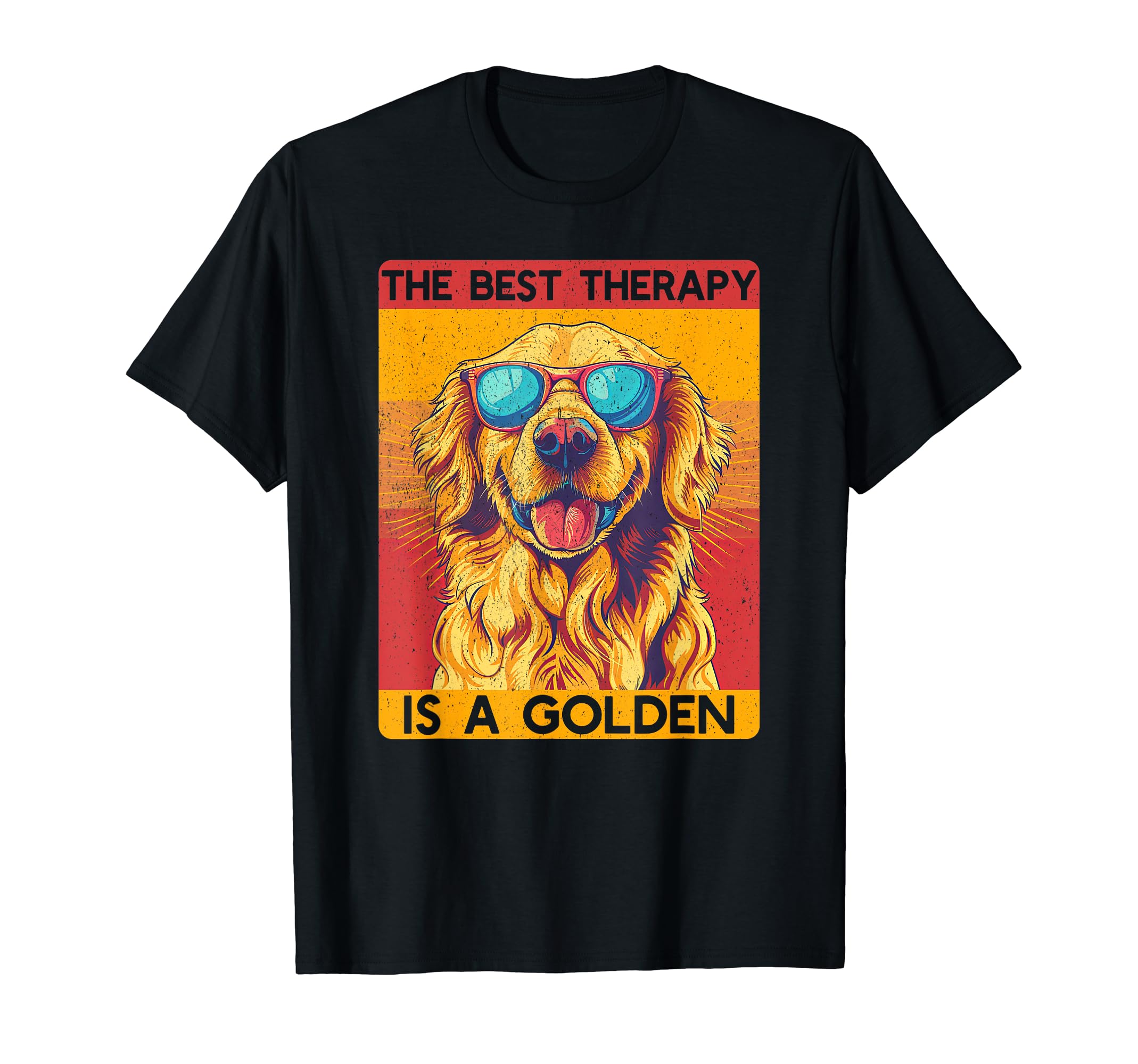 Best Therapy Is Golden Retriever Dog T-Shirt - Aesthetic Graphic for Adults - T-Shirt, Sweatshirt, Hoodie