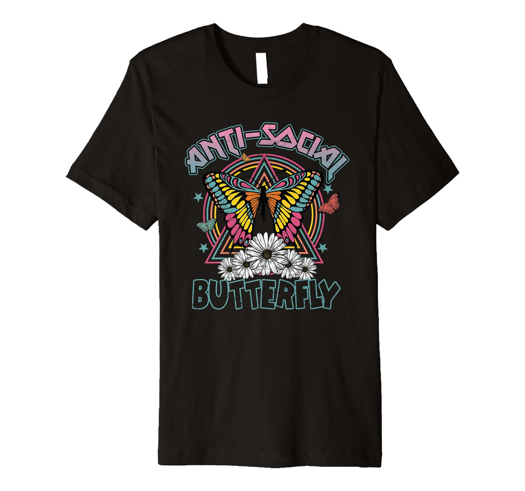 Anti Social Butterfly Fun Introverts T-Shirt - Graphic Print Men Women - T-Shirt, Sweatshirt, Hoodie