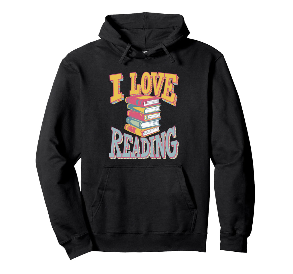 I Love Reading Book Lover Heart Hoodie - Graphic Print Men Women - T-Shirt, Sweatshirt, Hoodie