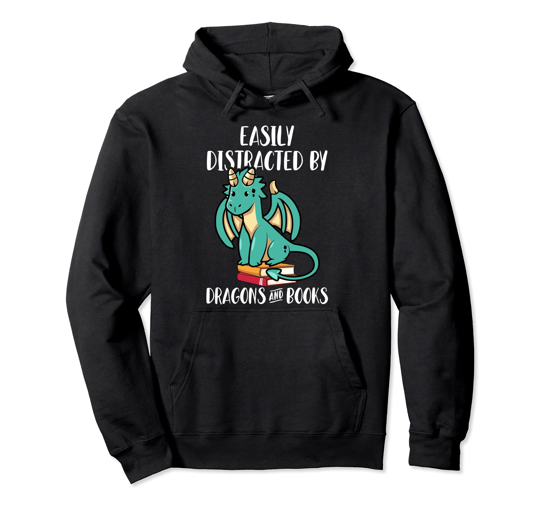 Easily Distracted Dragons And Books Hoodie - Trendy Graphic Men Women - T-Shirt, Sweatshirt, Hoodie