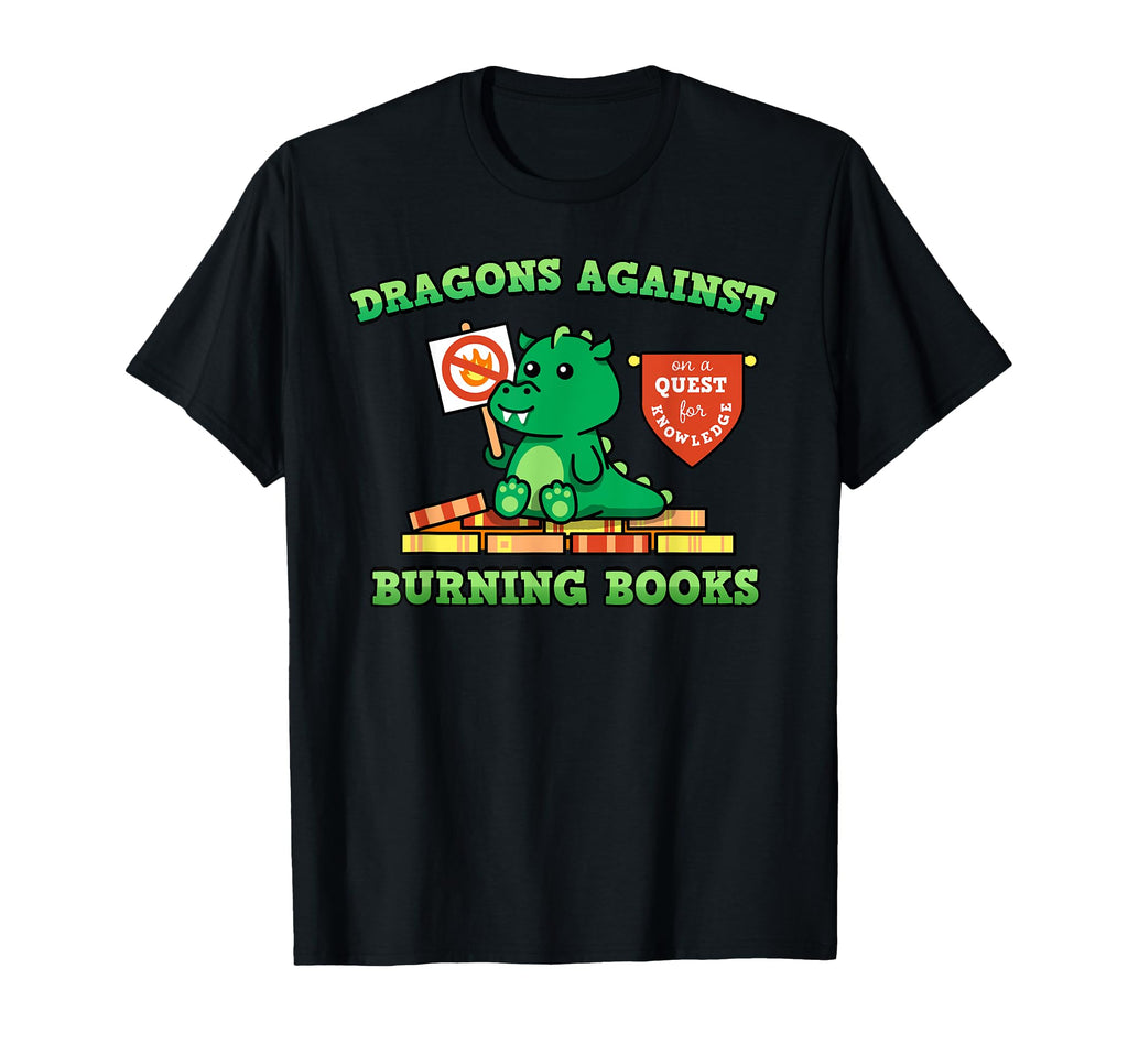 Dragons Against Burning Books T-Shirt - Fun Novelty Design for Adults - T-Shirt, Sweatshirt, Hoodie