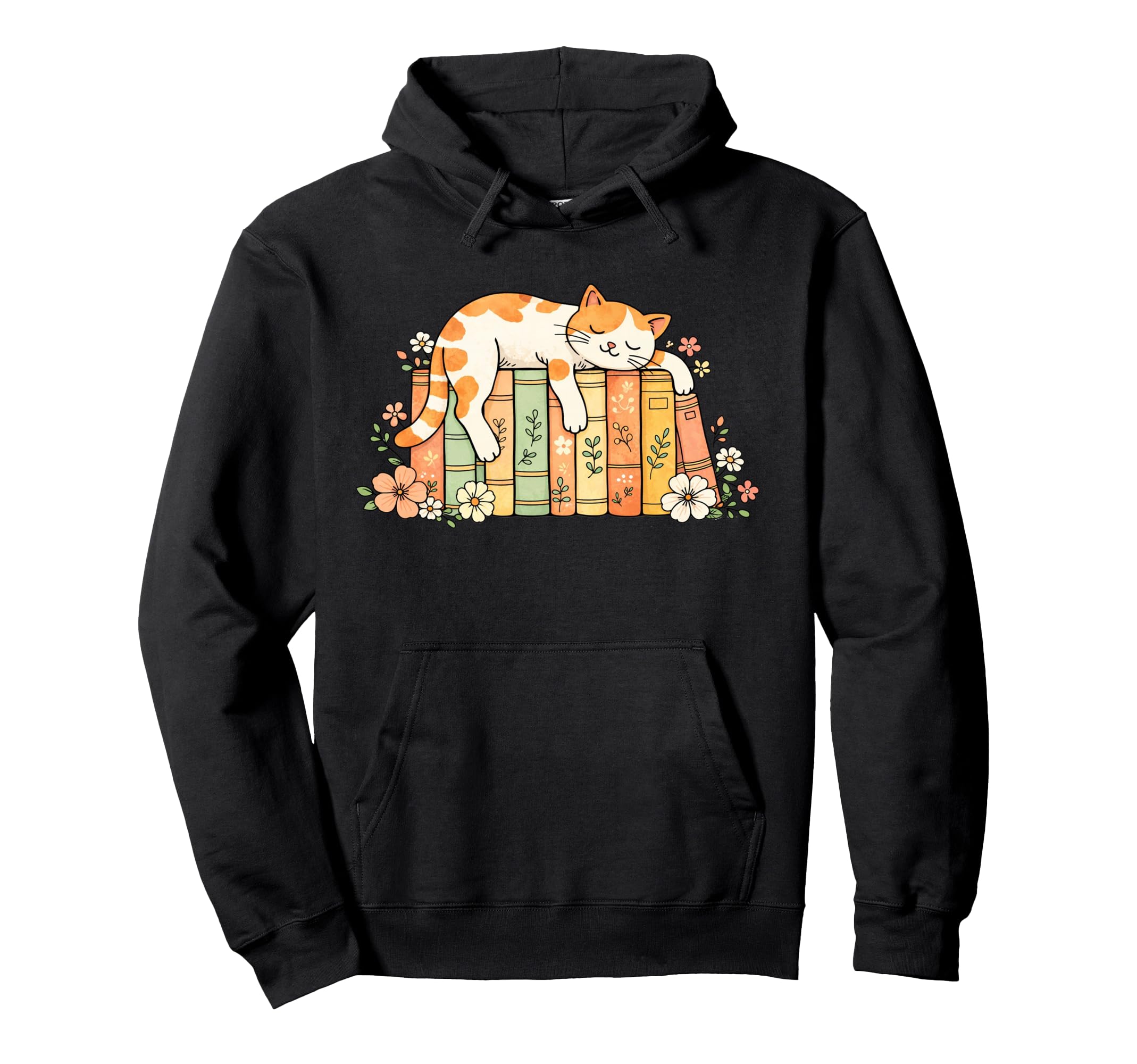 Cat Sleeping Books Book Lover Reading Hoodie - Novelty Apparel Unisex - T-Shirt, Sweatshirt, Hoodie