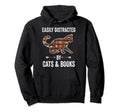 Reading Easily Distracted Cats Books Gift Hoodie - Custom Art Print Unisex - T-Shirt, Sweatshirt, Hoodie