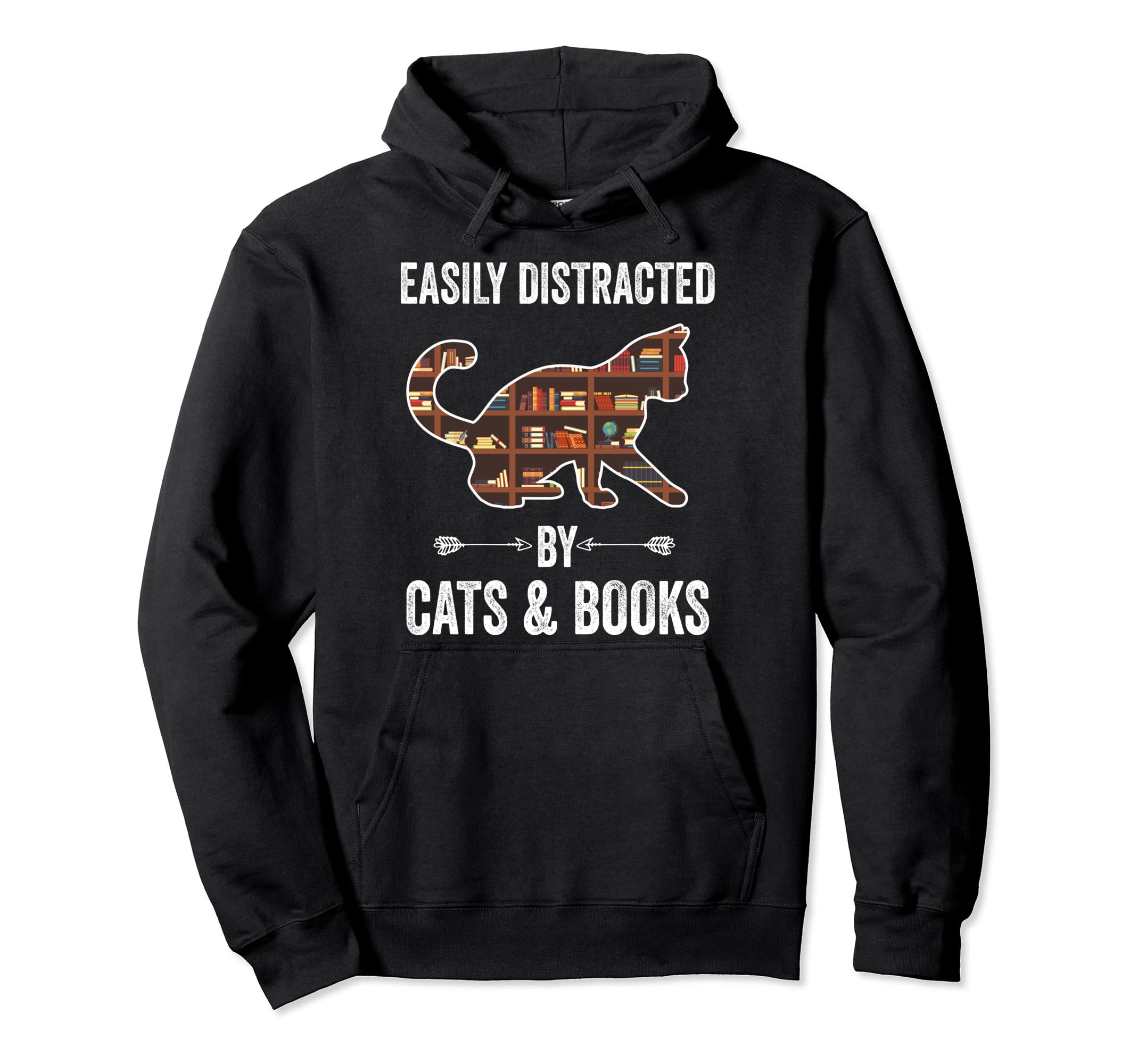 Reading Easily Distracted Cats Books Gift Hoodie - Custom Art Print Unisex - T-Shirt, Sweatshirt, Hoodie