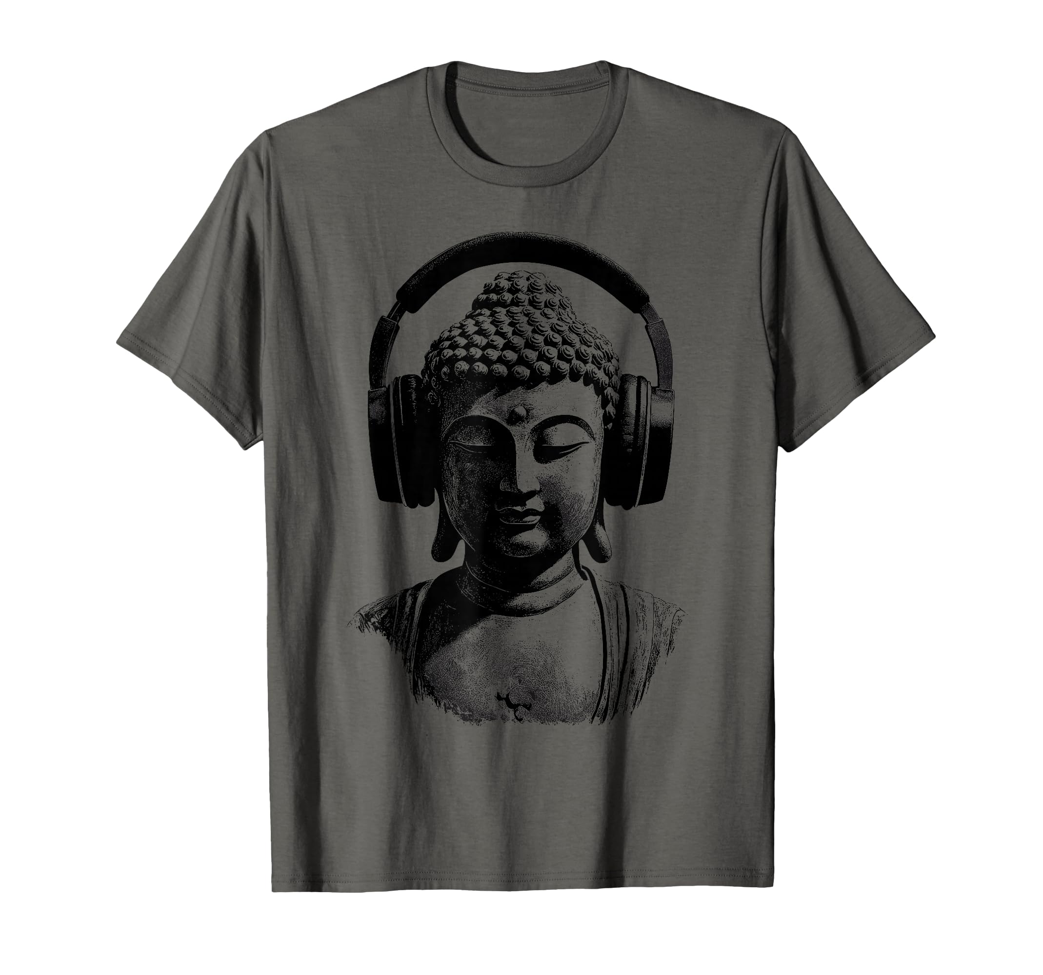 Buddha Headphones Mindfulness Music Boho T-Shirt - Minimalist Print Unisex - T-Shirt, Sweatshirt, Hoodie