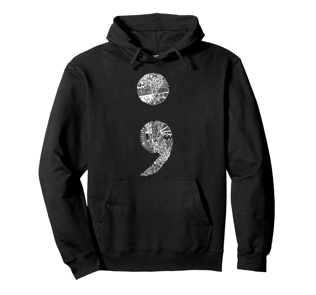 Semicolon Gift Suicide Prevention Hoodie - Minimalist Print Men Women - T-Shirt, Sweatshirt, Hoodie