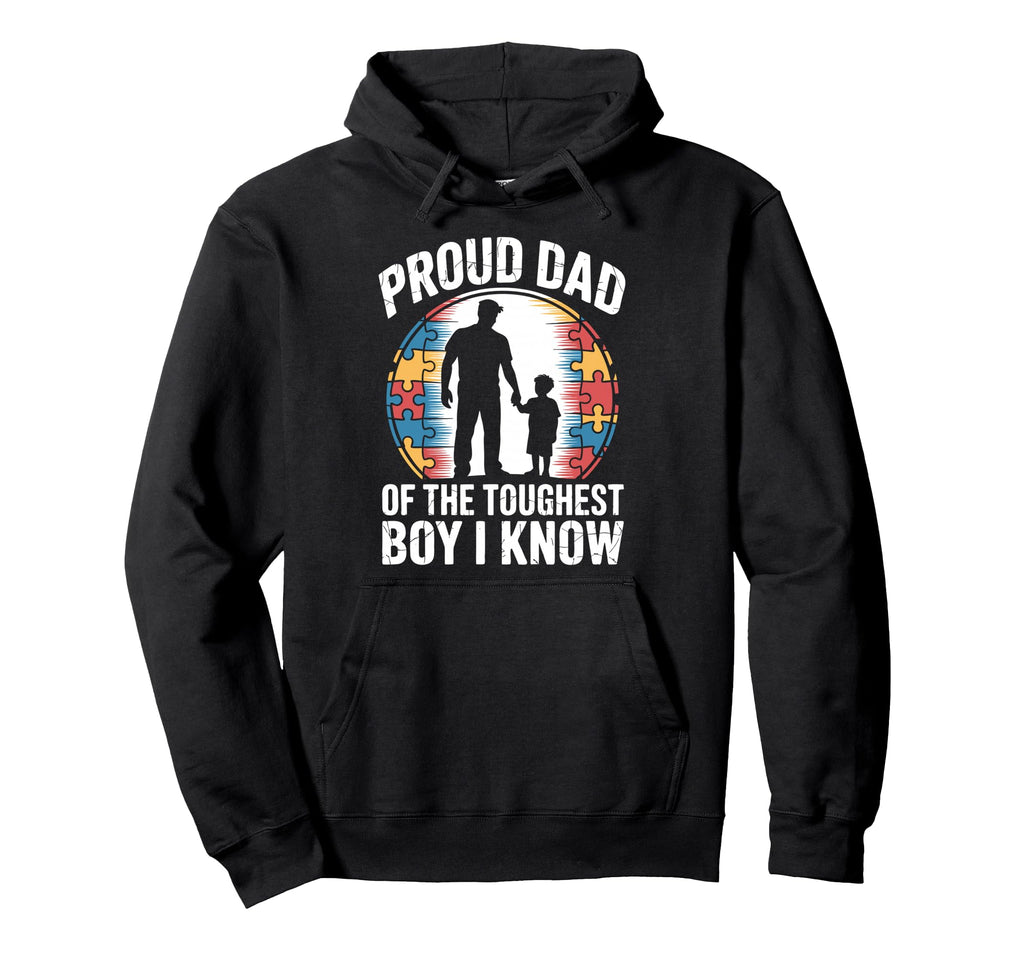 Proud Autism Dad Autistic Son Family Hoodie - Minimalist Print for Adults - T-Shirt, Sweatshirt, Hoodie