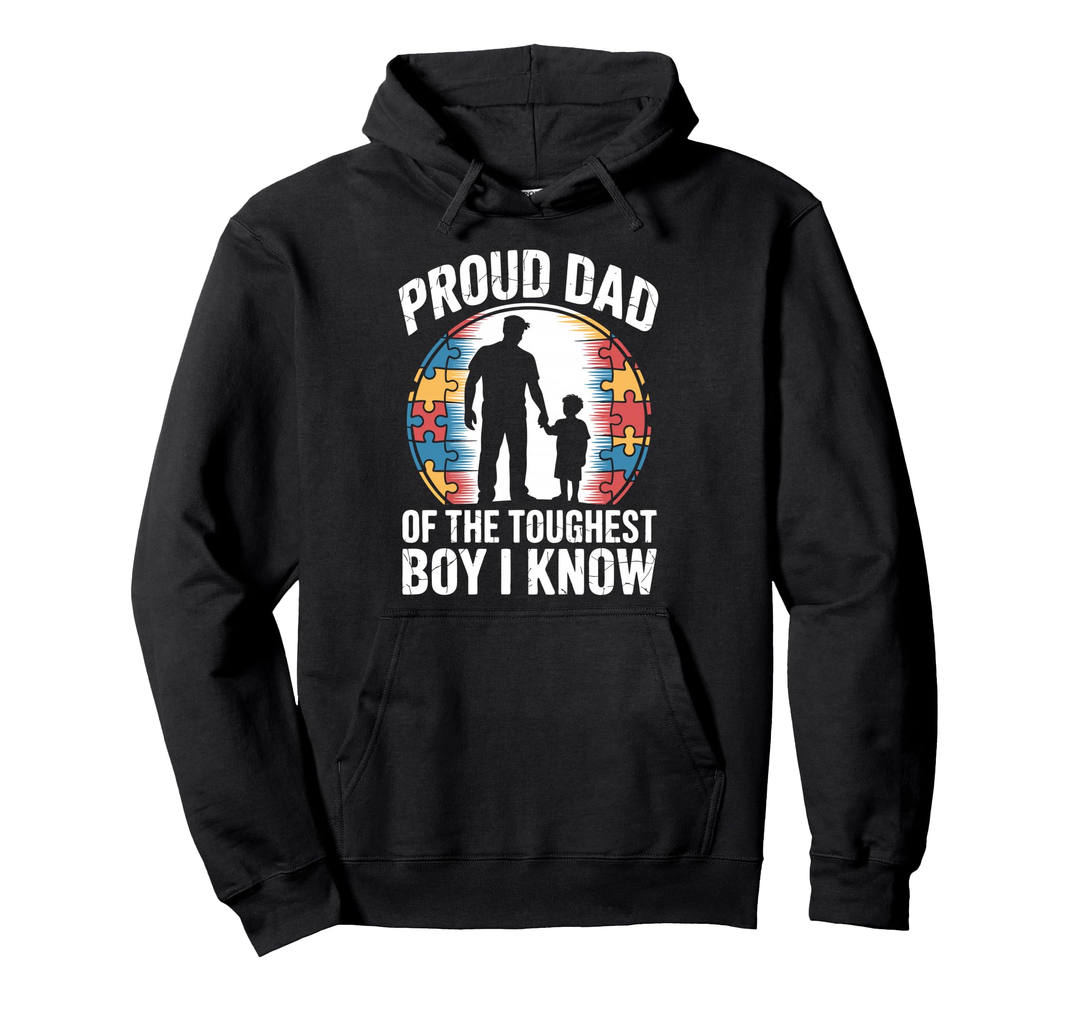 Proud Autism Dad Autistic Son Family Hoodie - Minimalist Print for Adults - T-Shirt, Sweatshirt, Hoodie