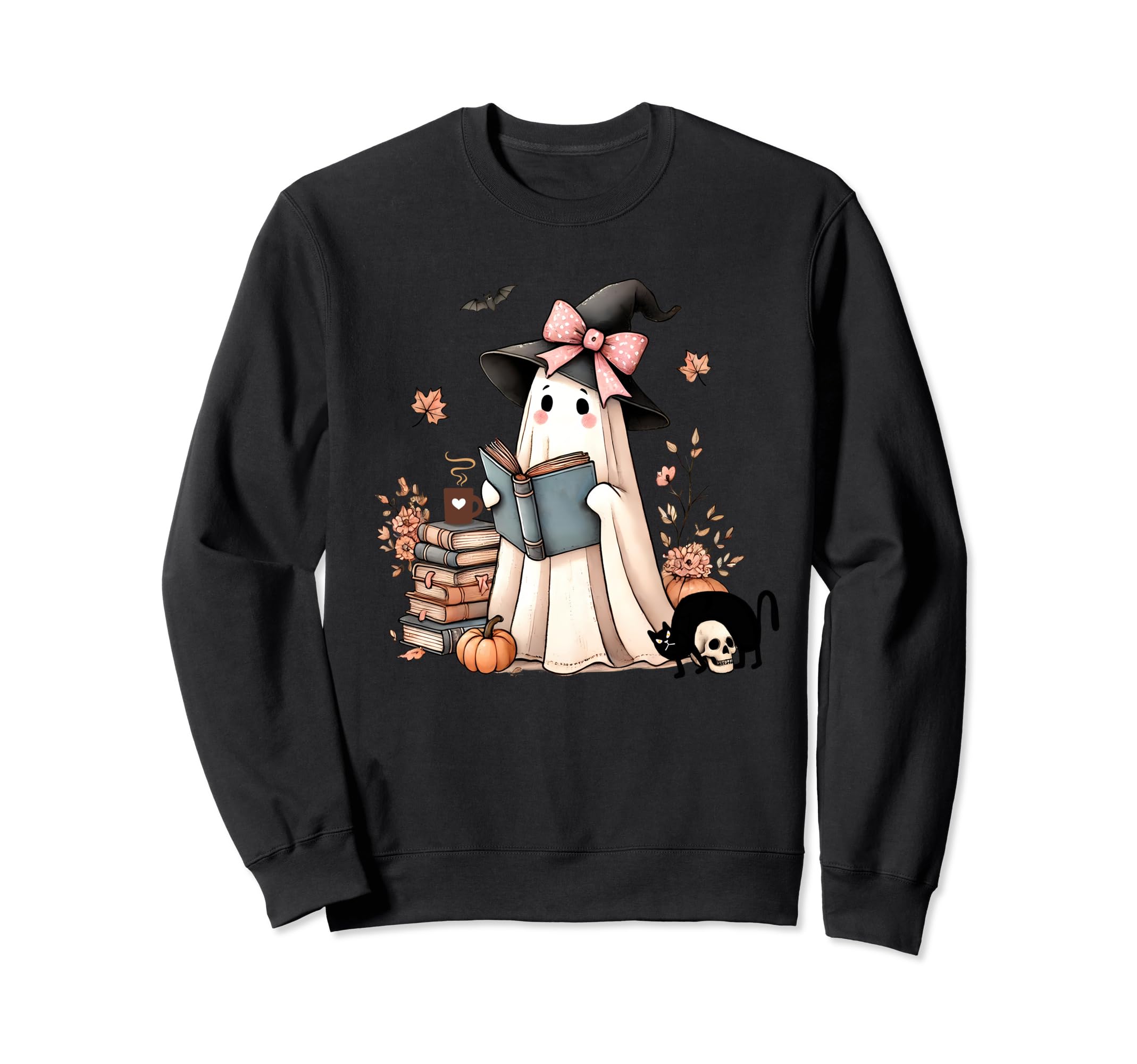 Cat Lover Book Lover Coffee Sweatshirt - Fun Novelty Design for Adults - T-Shirt, Sweatshirt, Hoodie
