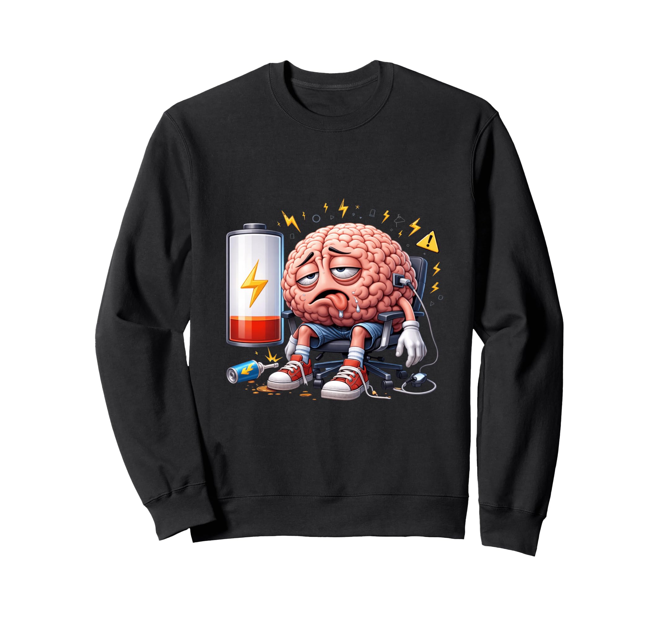 Low Brain Battery Funny Mental Sweatshirt - Novelty Apparel Men Women - T-Shirt, Sweatshirt, Hoodie