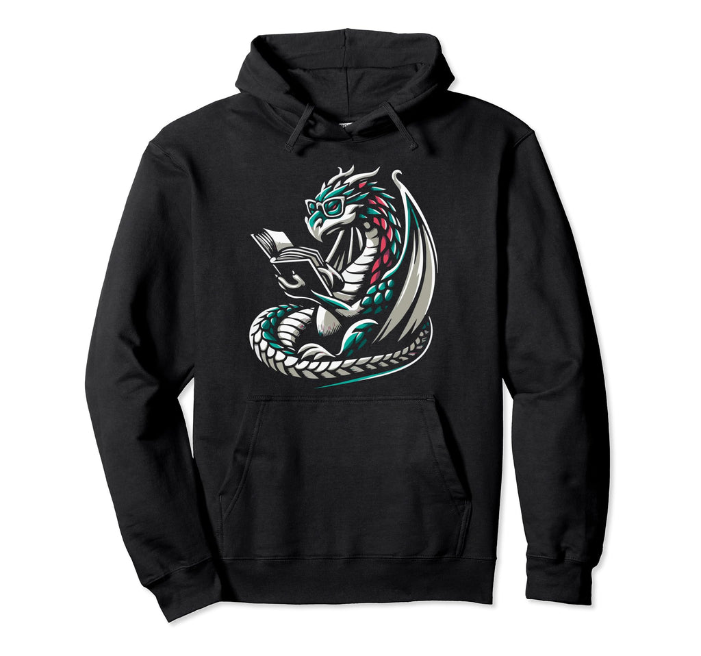 Dragon Reading Book Dragon Enthusiast Hoodie - Novelty Apparel Unisex - T-Shirt, Sweatshirt, Hoodie