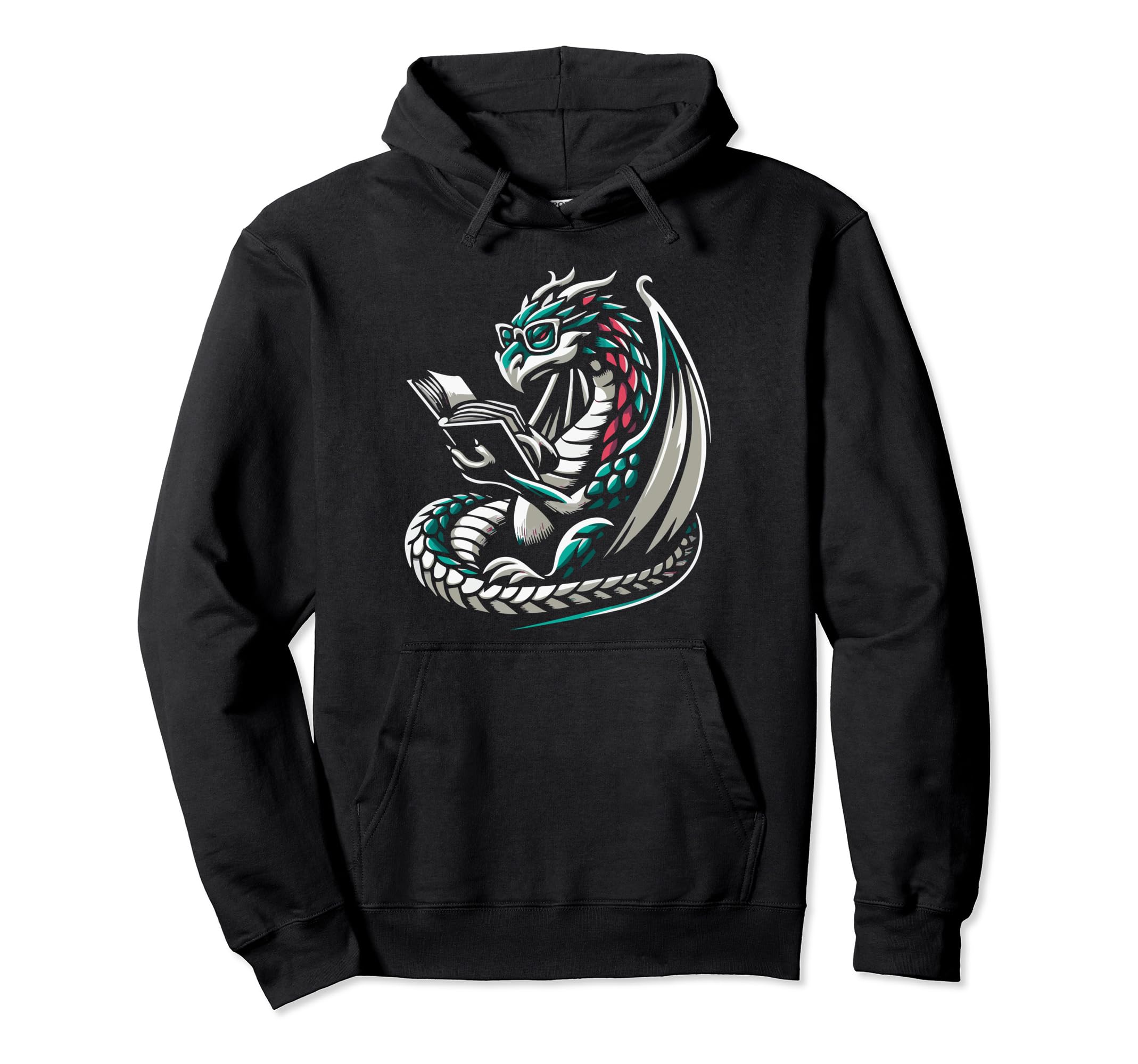 Dragon Reading Book Dragon Enthusiast Hoodie - Novelty Apparel Unisex - T-Shirt, Sweatshirt, Hoodie