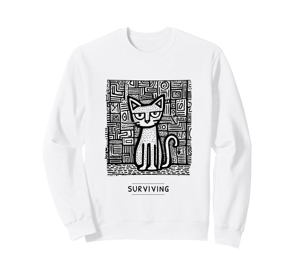 Surviving Cat Meme Dry Introvert Sweatshirt - Aesthetic Graphic Unisex - T-Shirt, Sweatshirt, Hoodie