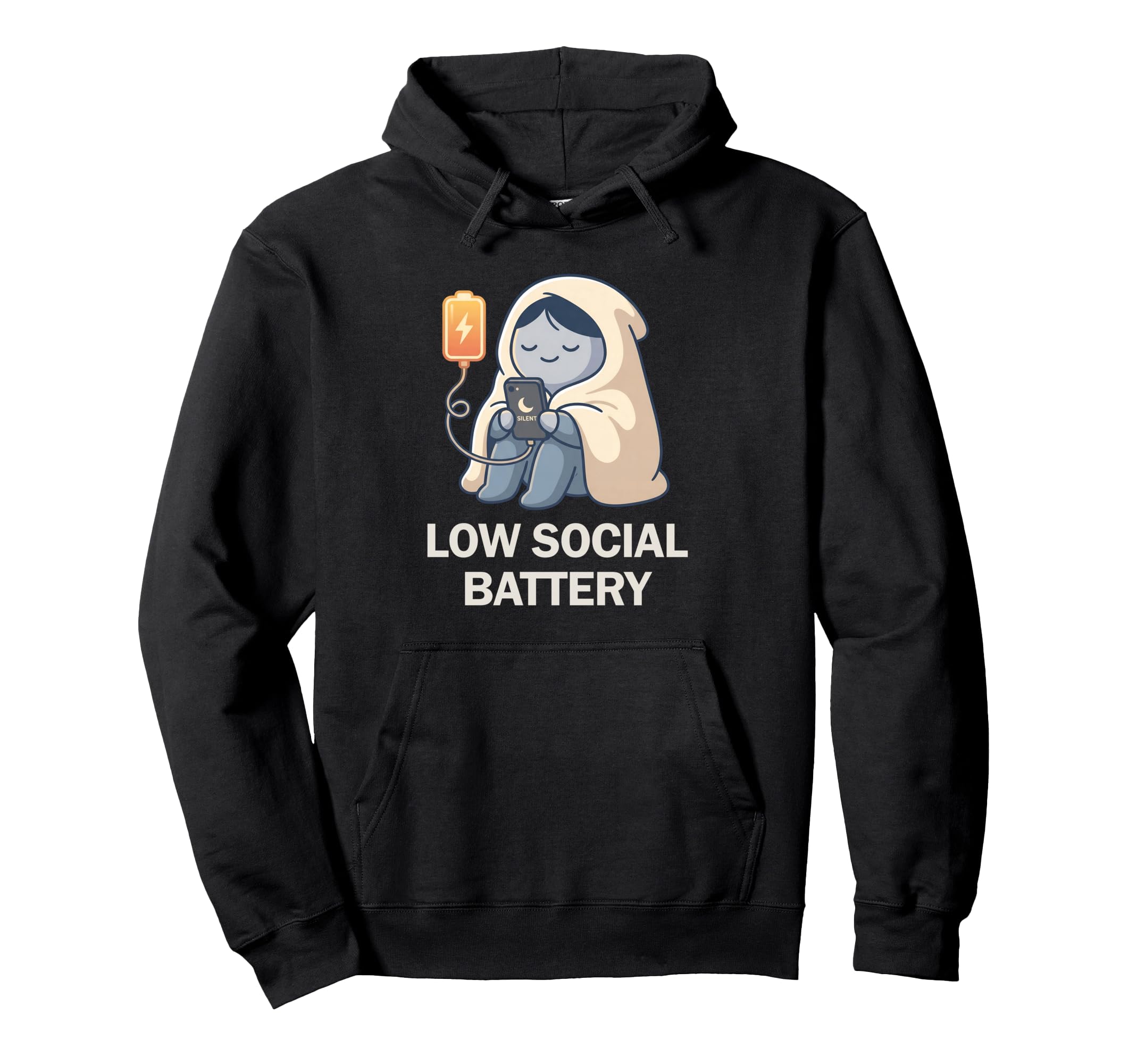 Low Social Battery Need To Recharge Hoodie - Unique Graphic Unisex - T-Shirt, Sweatshirt, Hoodie