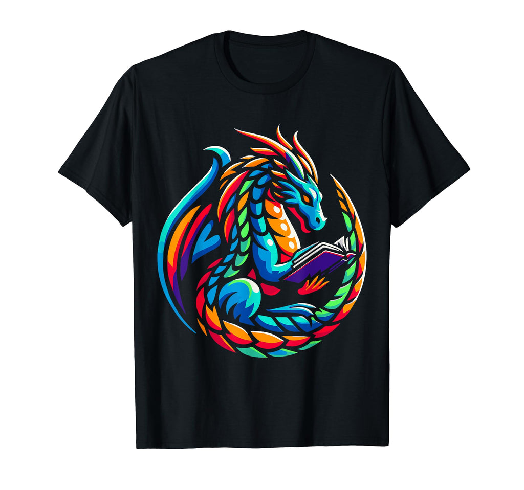 Dragon Reading Book Dragon T-Shirt - Casual Everyday Wear Men Women - T-Shirt, Sweatshirt, Hoodie