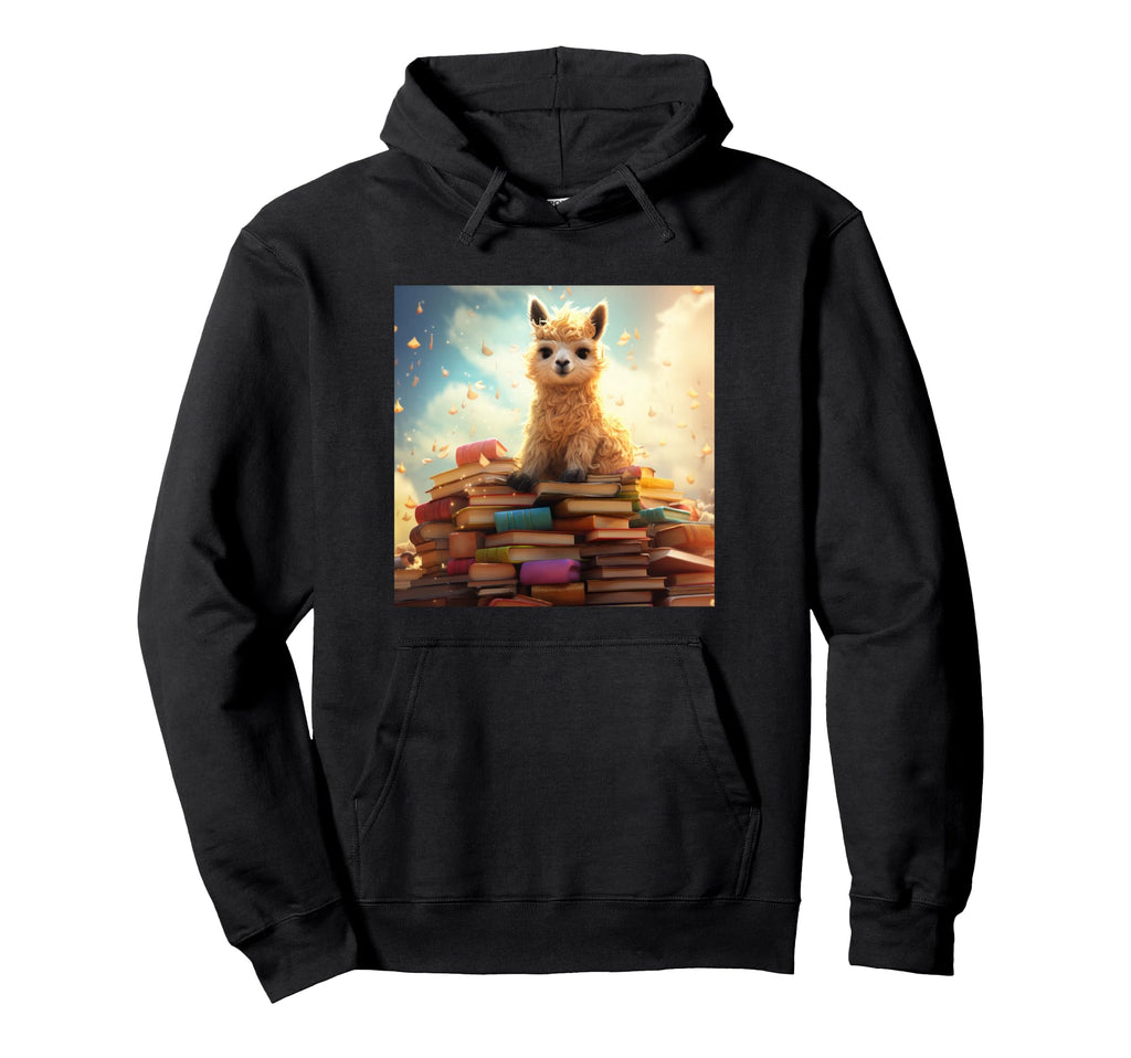 Llama Book Nerd Reading Library Hoodie - Unique Graphic for Adults - T-Shirt, Sweatshirt, Hoodie