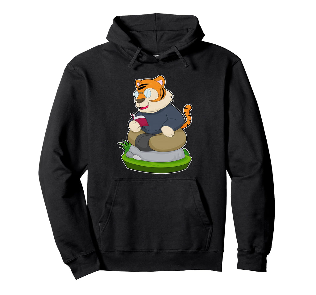 Tiger Nerd Book Glasses Hoodie - Novelty Apparel Men Women - T-Shirt, Sweatshirt, Hoodie