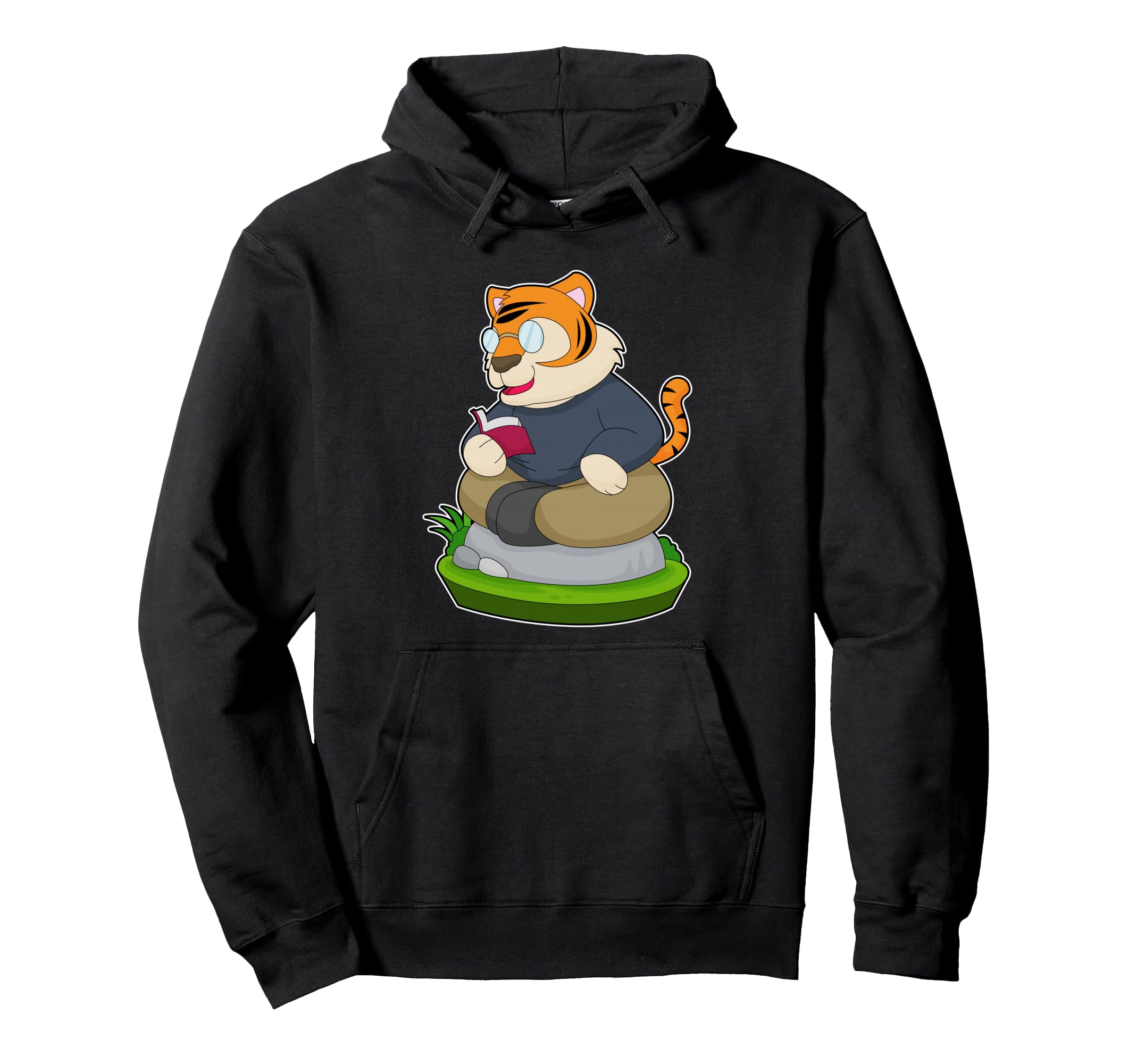 Tiger Nerd Book Glasses Hoodie - Novelty Apparel Men Women - T-Shirt, Sweatshirt, Hoodie