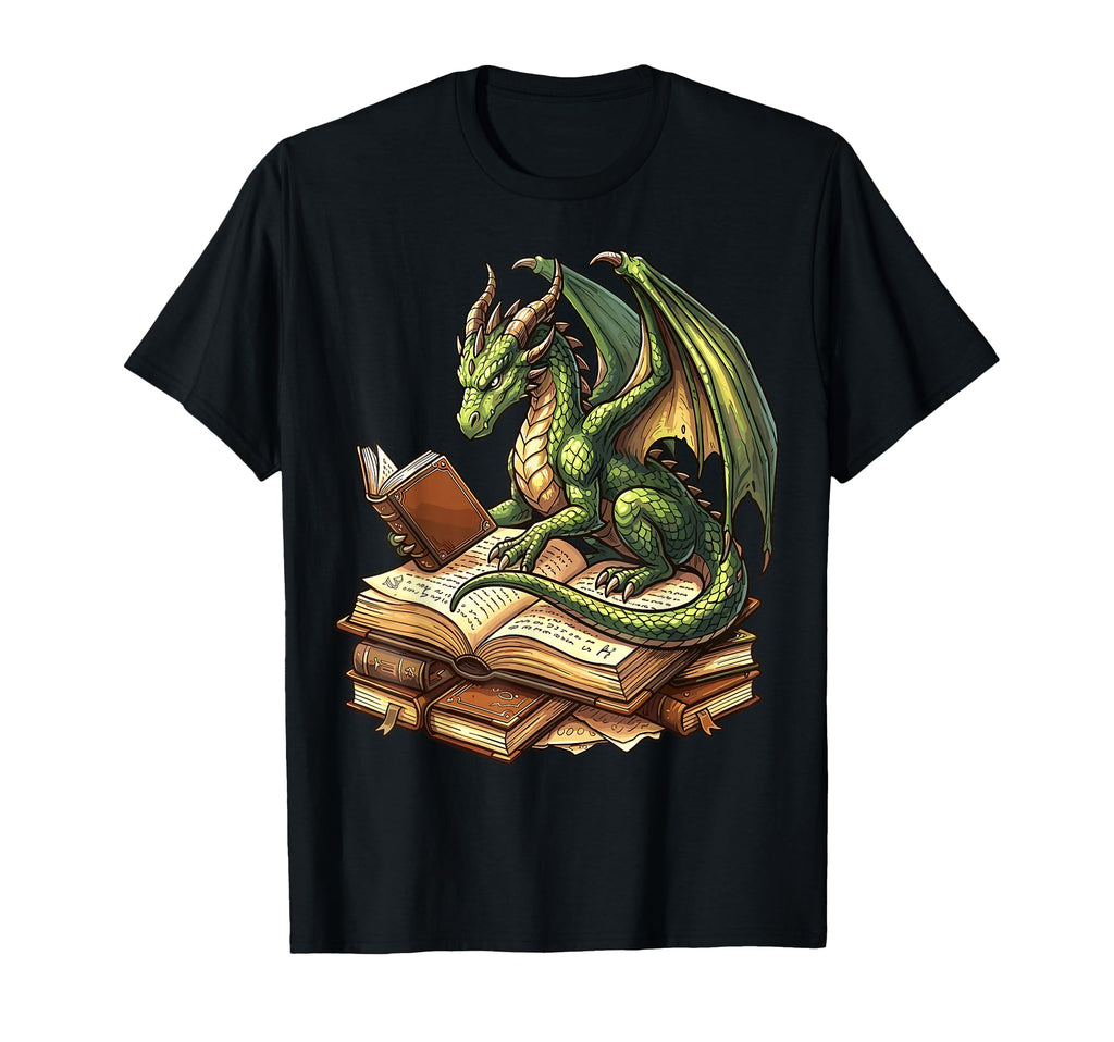 Book Lover Reading Books Bookworm Dragon T-Shirt - Aesthetic Graphic Unisex - T-Shirt, Sweatshirt, Hoodie
