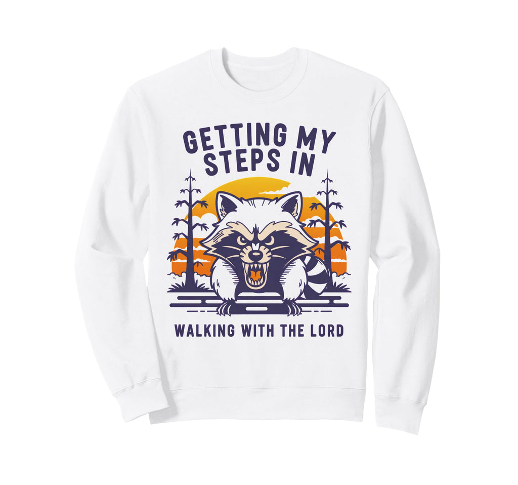 Getting My Steps Walking Lord Raccoon Sweatshirt - Minimalist Print Unisex - T-Shirt, Sweatshirt, Hoodie
