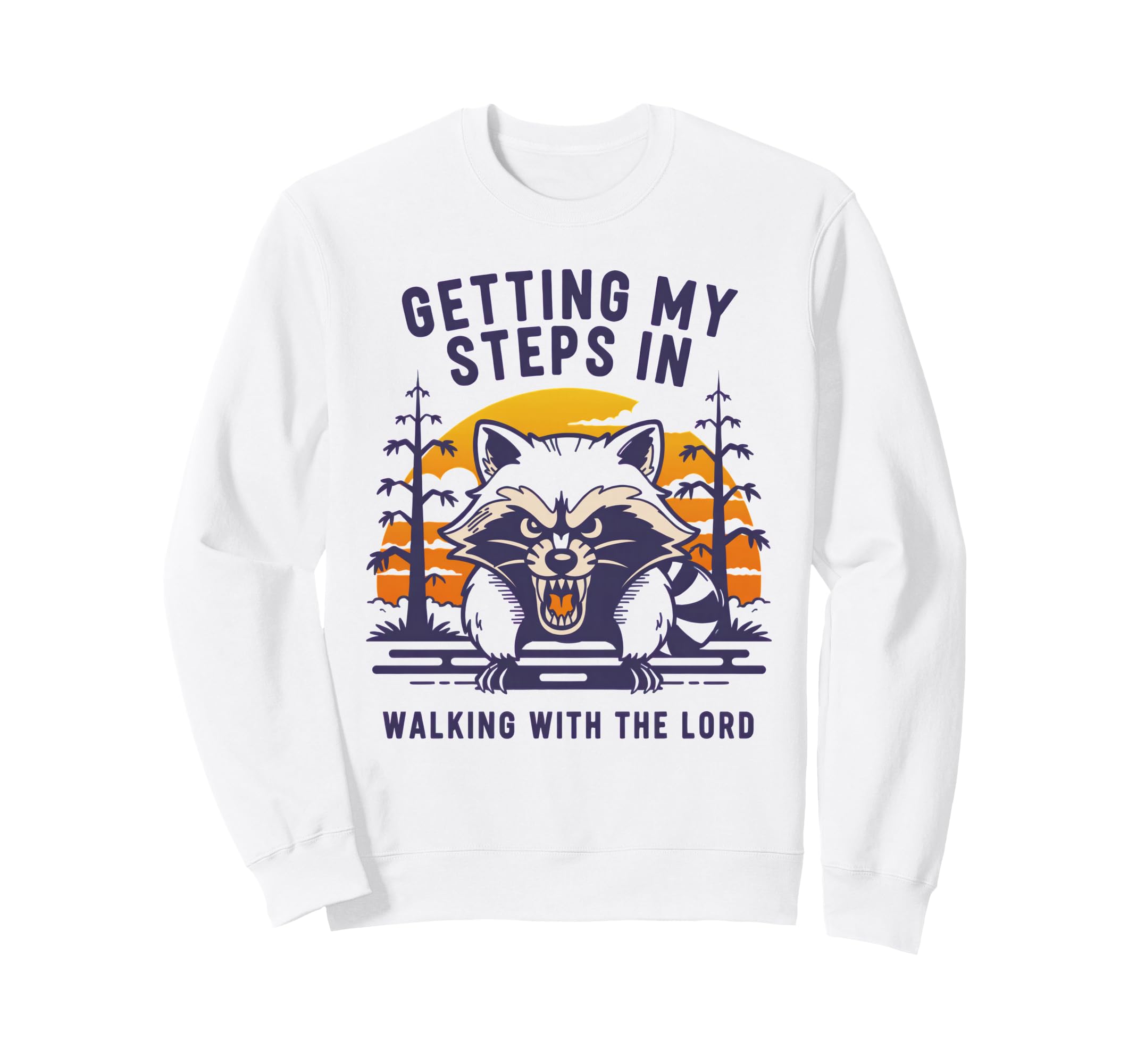 Getting My Steps Walking Lord Raccoon Sweatshirt - Minimalist Print Unisex - T-Shirt, Sweatshirt, Hoodie