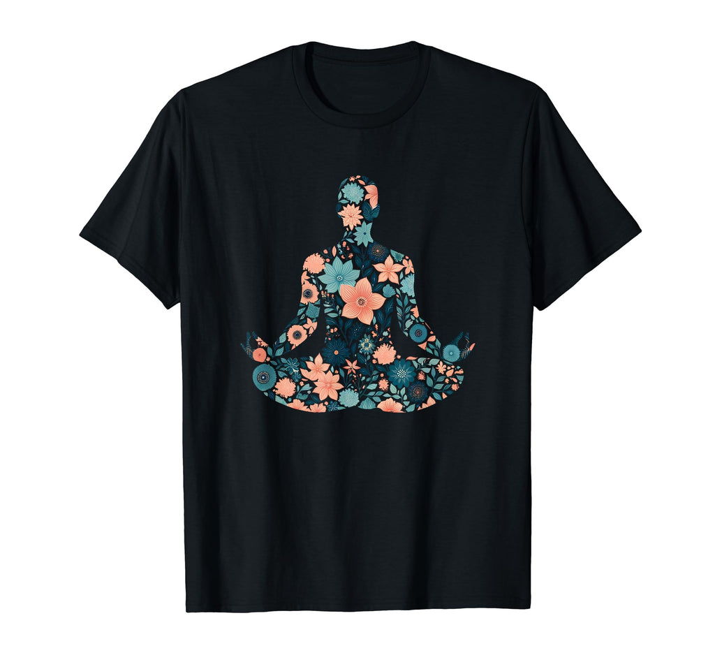 Yoga Meditation Pose Floral Yoga And T-Shirt - Minimalist Print Men Women - T-Shirt, Sweatshirt, Hoodie