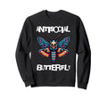 Antisocial Butterfly Funny Death Head Sweatshirt - Unique Graphic Unisex - T-Shirt, Sweatshirt, Hoodie