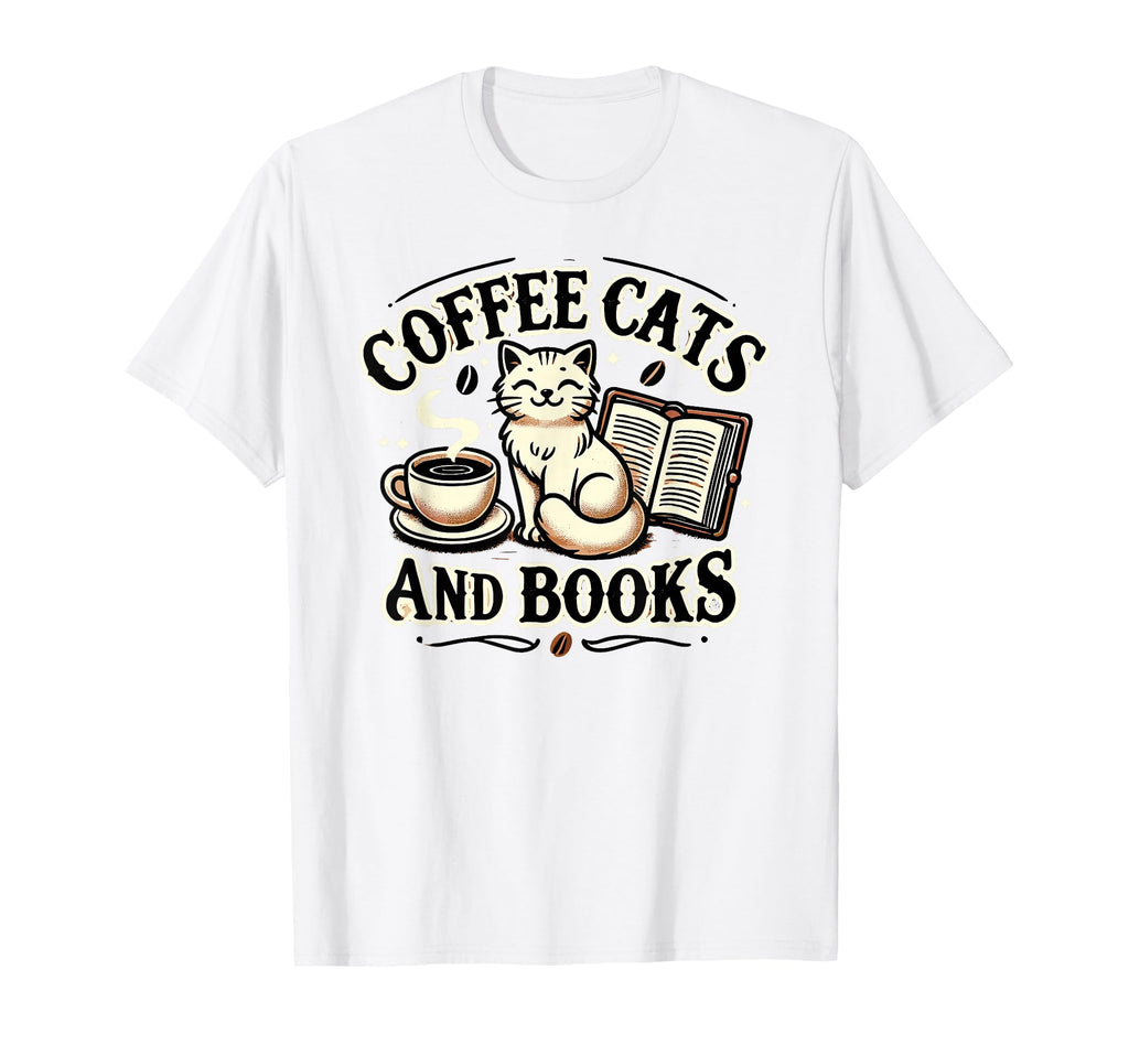 Coffee Cats And Book Reader Book Lovers T-Shirt - Trendy Graphic Unisex - T-Shirt, Sweatshirt, Hoodie