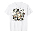 Coffee Cats And Book Reader Book Lovers T-Shirt - Trendy Graphic Unisex - T-Shirt, Sweatshirt, Hoodie