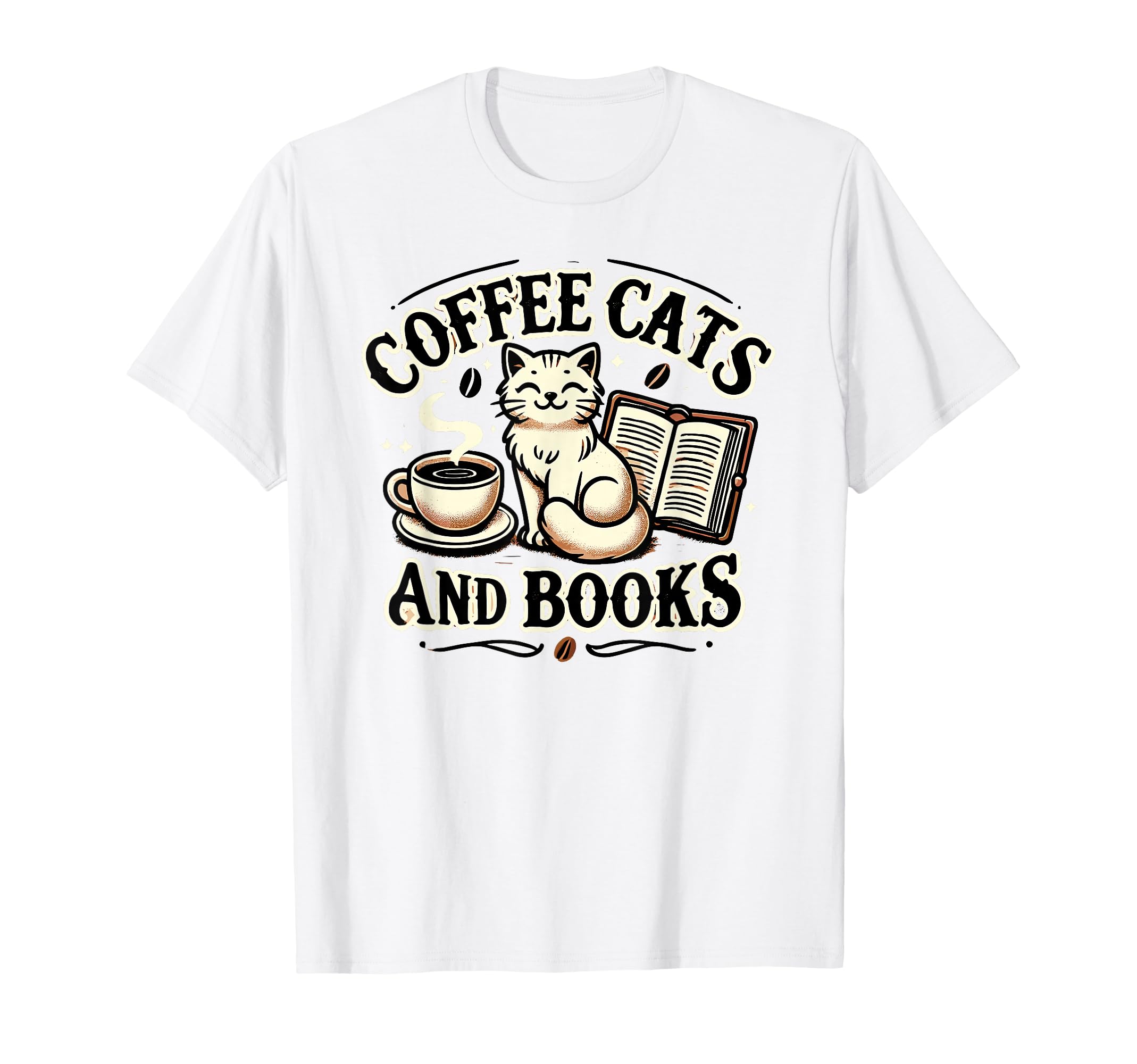 Coffee Cats And Book Reader Book Lovers T-Shirt - Trendy Graphic Unisex - T-Shirt, Sweatshirt, Hoodie