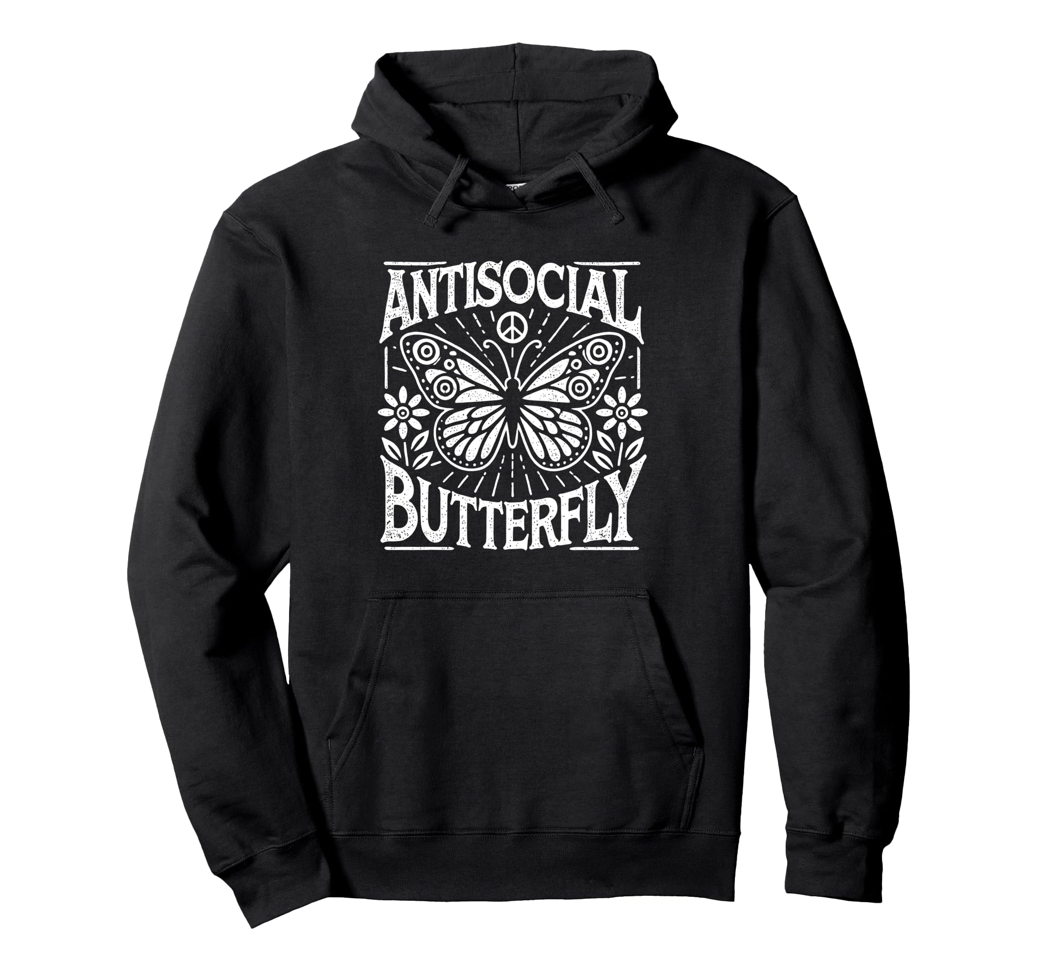 Antisocial Butterfly Hoodie - Minimalist Print for Adults - T-Shirt, Sweatshirt, Hoodie