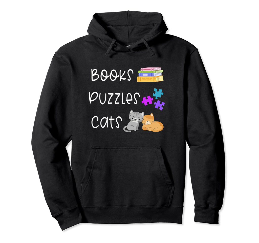 Books Puzzles Cats Funny Bookish Hoodie - Fun Novelty Design Unisex - T-Shirt, Sweatshirt, Hoodie
