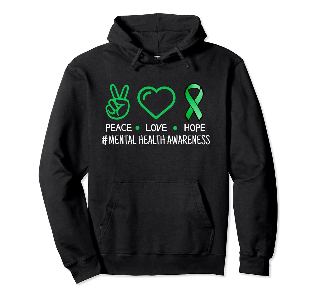 Peace Love Hope Green Ribbon Funny Hoodie - Fun Novelty Design for Adults - T-Shirt, Sweatshirt, Hoodie