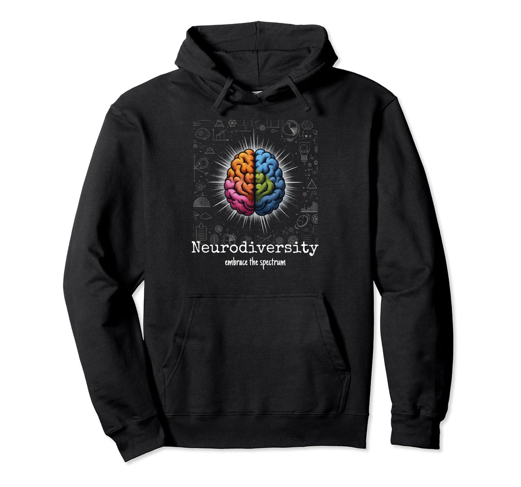 Colorful Rainbow Brain Neurodiversity Hoodie - Minimalist Print for Adults - T-Shirt, Sweatshirt, Hoodie