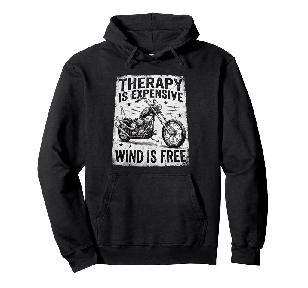 Motorcycle Therapy Is Expensive Wind Hoodie - Minimalist Print Men Women - T-Shirt, Sweatshirt, Hoodie