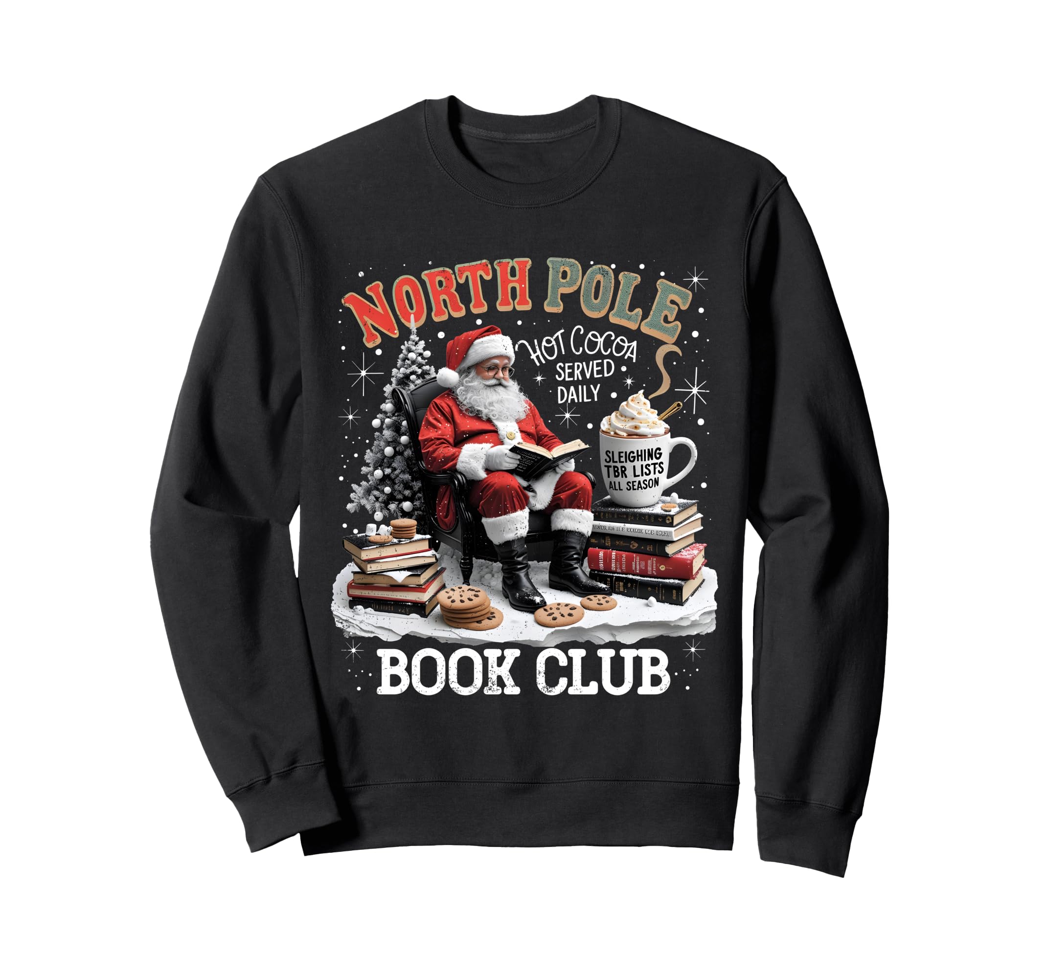 North Pole Book Club Santa Reading Sweatshirt - Casual Everyday Wear Unisex - T-Shirt, Sweatshirt, Hoodie
