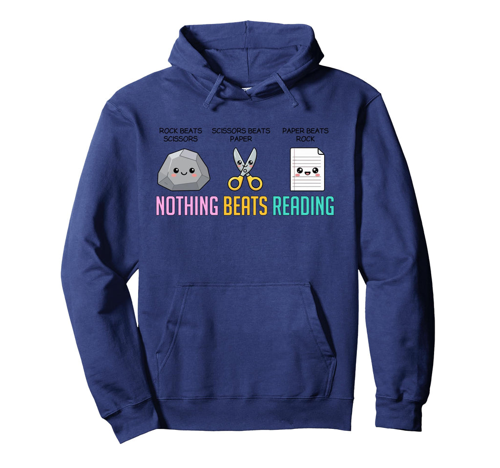 Nothing Beats Reading Rock Paper Hoodie - Aesthetic Graphic for Adults - T-Shirt, Sweatshirt, Hoodie