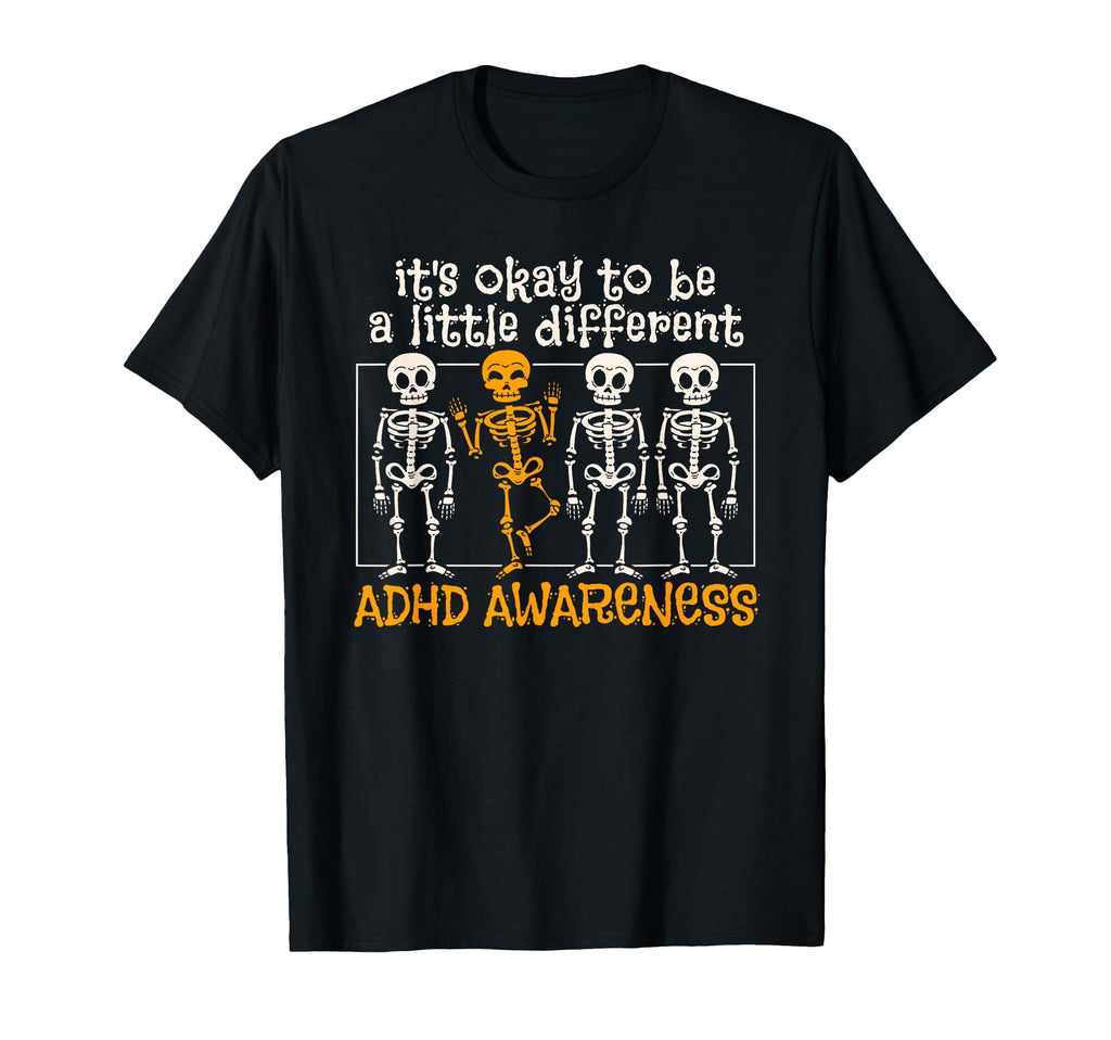 Halloween Skeleton Adhd Awareness T-Shirt - Streetwear Style Men Women - T-Shirt, Sweatshirt, Hoodie